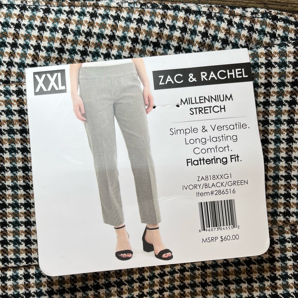 Zac & Rachel Houndstooth Millennium Stretch Slim & Fit Ankle Pants Size …